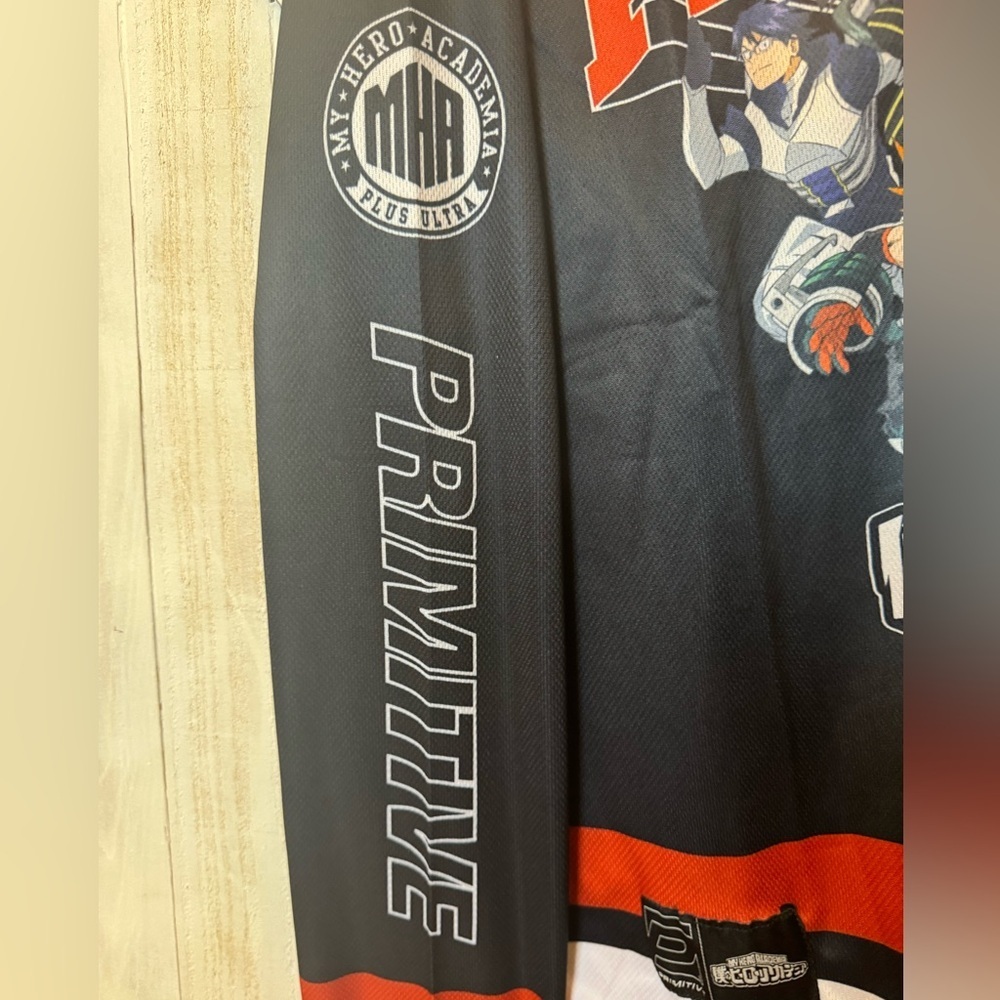 NWT - Primitive Skateboards Shirt My Hero Academia Hockey Jersey Black Sz Medium - Picture 4 of 6